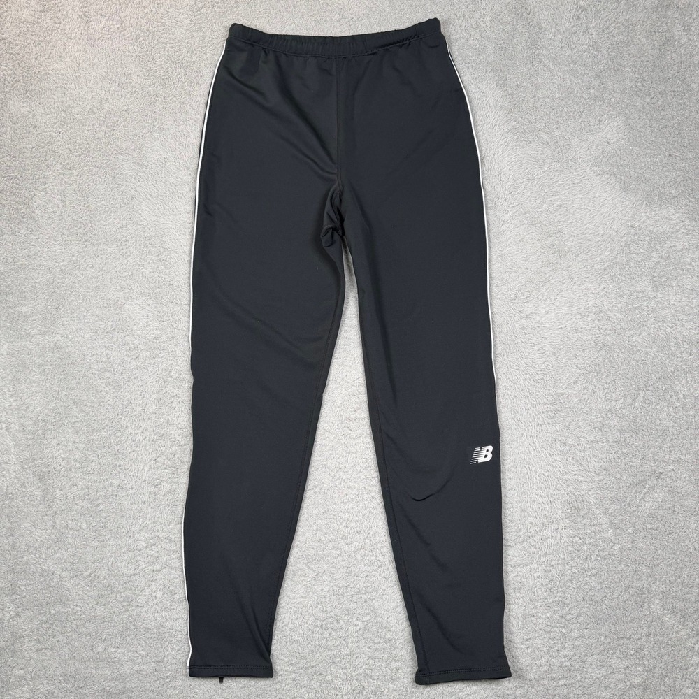 New Balance Mens Black Track Pants XL Running Training Zipper Ankle Side Stripe